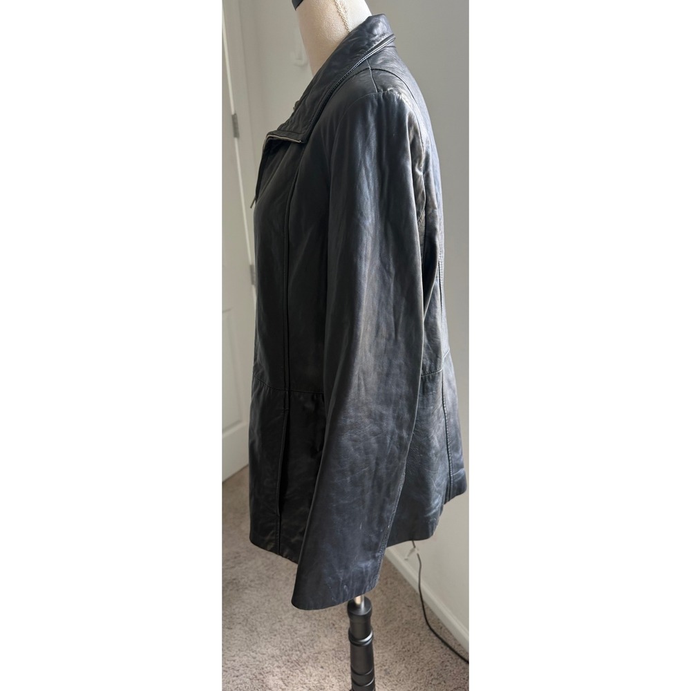 Wilson's Vintage Black Smooth Leather Pelle Studio Zip Up Moto Jacket Sz XL - Picture 2 of 10